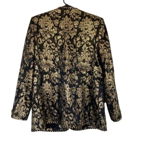 Evan-Picone Womens Luxury Brocade Blazer Jacket Gold & Black Size 10 - Picture 3 of 12